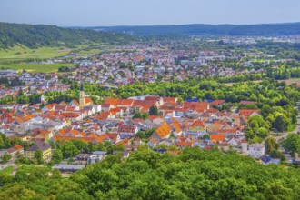 View of the town from the Liberation Hall, Kelheim, Danube Valley, Lower Bavaria, Bavaria, Germany