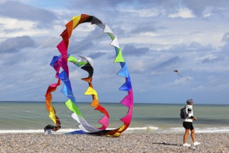 Kite festival on the beach, International Kite Festival, Dieppe, Normandy, France