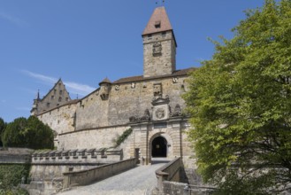 Entrance gate and Bulgarenturm, Veste Coburg, Coburg, Upper Franconia, Franconia, Bavaria, Germany