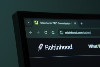 Dhaka, Bangladesh- 02 June 2025: Close-up of a computer screen displaying the Robinhood web