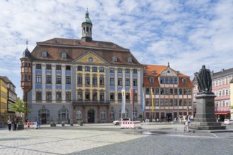 Town Hall, Renaissance, Prince Albert Monument, Market Square, Coburg, Upper Franconia, Franconia,