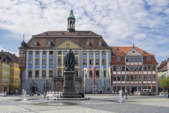 Prince Albert monument in front of the town hall, Renaissance, market square, Coburg, Upper