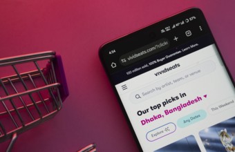 Dhaka, Bangladesh- 23 June 2025: A smartphone displaying the VividSeats website with a shopping