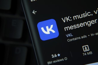 Dhaka, Bangladesh- 27 July 2025: VK app from Google Playstore is displayed on a smartphone screen