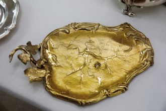 Gilded offering plate in the shape of a vine leaf, Charlottenburg Palace, Berlin, Germany