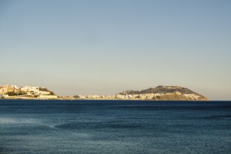 Beautiful view from Moroccan Fnideq to Spanish Ceuta on a sunny day, Morocco