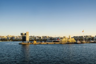 Amazing view of captaincy in Spanish port of Ceuta by sunset