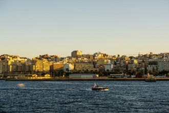 Amazing view of Spanish port of Ceuta by sunset, North Africa