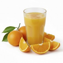A refreshing glass of orange juice is surrounded by fresh oranges and orange slices, perfect for a