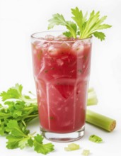 A vibrant Bloody Mary, a classic cocktail, is presented in a tall glass, garnished with fresh