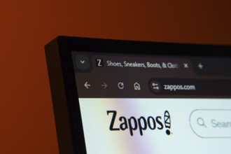 Dhaka, Bangladesh- 02 June 2025: Close-up of a computer screen displaying the Zappos web interface