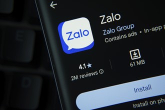 Dhaka, Bangladesh- 27 July 2025: Zalo app from Google Playstore is displayed on a smartphone screen