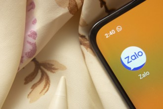 Dhaka, Bangladesh- 07 May 2025: Zalo app icon is seen on smartphone