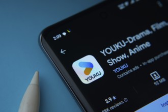 Dhaka, Bangladesh- 16 July 2025: YOUKU app from Google Playstore is displayed on a smartphone