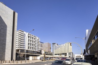 Modern downtown Windhoek, Namibia - 11 August, 2025: with tall contemporary buildings, wide