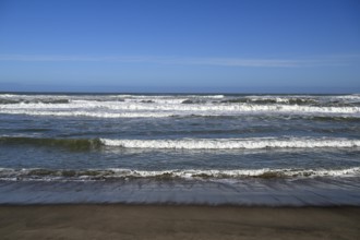 Beach on the Atlantic Ocean near Oranjemund, diamond restricted area, Karas region, Namibia