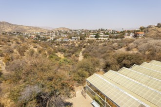 A panoramic view of Windhoek, Namibia, from the National Botanic Garden, and Desert Plants house