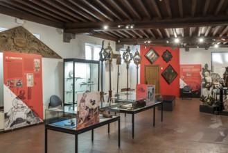Interior of the Butcher's Hall, Vleeshuis, archaeological museum in the historic city centre of