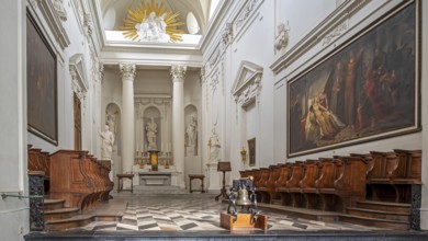 Altar and choir stalls of the Church of Our Lady at Abdij van Vlierbeek, former Benedictine abbey
