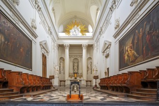Altar and choir stalls of the Church of Our Lady at Abdij van Vlierbeek, former Benedictine abbey
