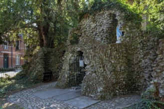 Lourdes grotto in the Sint-Alexiusbegijnhof, Saint Alexius beguinage in the city Dendermonde,