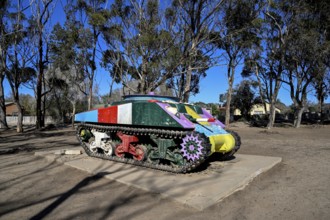Shermann tank converted into a mining machine for diamond extraction, Tank Park, Oranjemund,