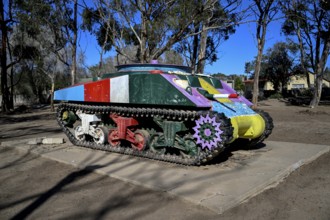 Shermann tank converted into a mining machine for diamond extraction, Tank Park, Oranjemund,