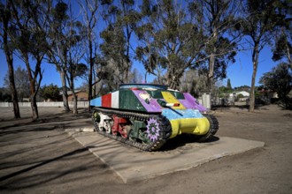 Shermann tank converted into a mining machine for diamond extraction, Tank Park, Oranjemund,