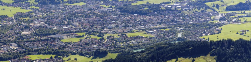 Panorama from Mittagberg, 1451m, into the Upper Illertal with the southernmost town in Germany,