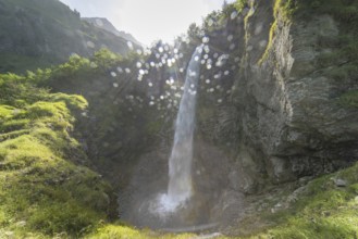 Stuibenfall, a waterfall in the Oytal valley near Oberstdorf, Allgäu Alps, Allgäu, Bavaria, Germany