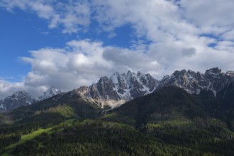 View of the local mountains of San Candido, Haunold, Birkenkofel, Haunold Group, Val Pusteria,