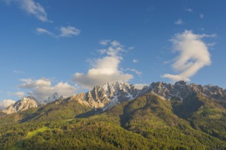 View of the local mountains of San Candido, Haunold, Birkenkofel, Haunold Group, Val Pusteria,