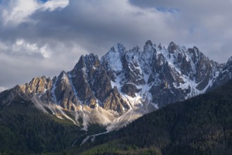 View of the local mountains of San Candido, Haunold, Birkenkofel, Haunold Group, Val Pusteria,