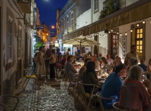 Gastronomy, restaurants in Tavira, old town, partly streets, alleys are closed and serve as