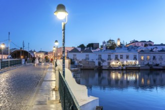 The seven-arched bridge over the Rio Gilão, in Tavira, old town, in the east of the Algarve,