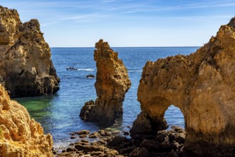 Ponta da Piedade rocky coast, rugged coastal landscape, right next to the centre of Lagos, in the