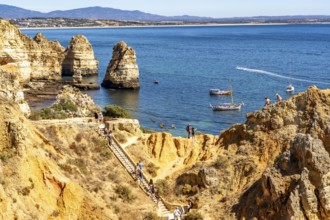 Ponta da Piedade rocky coast, rugged coastal landscape, right next to the centre of Lagos, in the