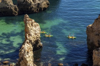 Ponta da Piedade rocky coast, rugged coastal landscape, right next to the centre of Lagos, in the