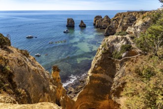 Ponta da Piedade rocky coast, rugged coastal landscape, right next to the centre of Lagos, in the