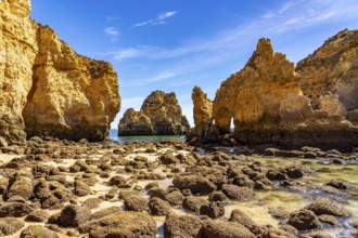 Ponta da Piedade rocky coast, rugged coastal landscape, right next to the centre of Lagos, in the