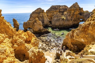Ponta da Piedade rocky coast, rugged coastal landscape, right next to the centre of Lagos, in the