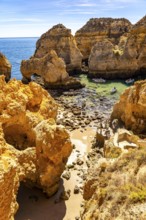 Ponta da Piedade rocky coast, rugged coastal landscape, right next to the centre of Lagos, in the