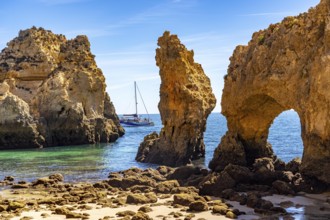 Ponta da Piedade rocky coast, rugged coastal landscape, right next to the centre of Lagos, in the