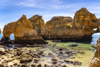 Ponta da Piedade rocky coast, rugged coastal landscape, right next to the centre of Lagos, in the