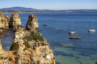 Ponta da Piedade rocky coast, rugged coastal landscape, right next to the centre of Lagos, in the