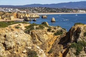 Ponta da Piedade rocky coast, rugged coastal landscape, right next to the centre of Lagos, in the
