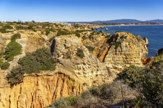 Ponta da Piedade rocky coast, rugged coastal landscape, right next to the centre of Lagos, in the