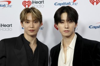 Yonashiro Sho and Sato Keigo of JO1 at the 2025 iHeartRadio Music Festival held at T-Mobile Arena