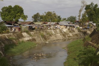 Poor neighbourhood near San Carlos, corrugated iron flats, Negros Occidental, Philippines