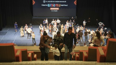 Audience members gather inside the theater before the start of the Fire of Anatolia show in